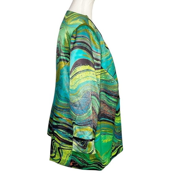 Le Bos Agate Green Collarless Jacket - Picture 3 of 13